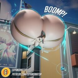 1girls 3d 3d_(artwork) ass_body ass_built_separately ass_expansion ass_inflation blizzard_entertainment brown_hair expandinator female_only floating huge_ass hyper hyper_ass massive_ass overwatch overwatch_2 tracer