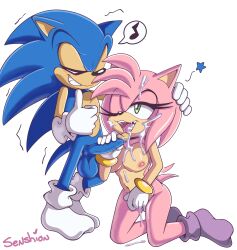 amy_rose breasts cum_in_mouth cum_on_breasts cum_on_face masturbation senshion sonic_(series) sonic_the_hedgehog sonic_the_hedgehog_(series)