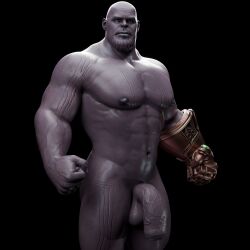 1boy 3d balls bara barazoku big_balls big_penis flaccid_penis male male_focus male_only marvel muscular muscular_male penis solo solo_focus solo_male thanos voluox