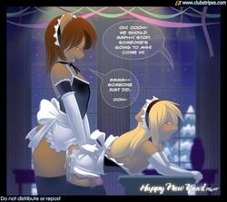 2007 anal anal_sex anthro blonde_hair brown_hair clothing cum cum_in_ass cum_inside duo english_text girly hair maid maid_uniform male mammal miu open_mouth penetration penis sex text yaoi