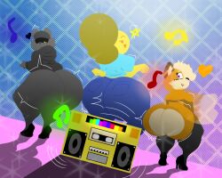 3boys boombox furry gold_boombox_(prevence) male_only oc ocs twerking