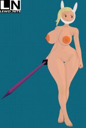 3d adventure_time cartoon_network exposed_breasts fionna_and_cake fionna_campbell fionna_the_human_girl lewd_nite naked nipples pinup pussy thick_thighs