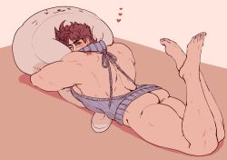 1boy ass battle_tendency bite bite_mark brown_hair joestar_birthmark jojo's_bizarre_adventure joseph_joestar male male_only one_eye_closed