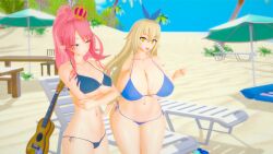 3d beach bikini bikini_bottom bikini_top breast_envy breasts disgaea disgaea_5 huge_breasts koikatsu large_breasts liezerota nippon_ichi_software seaside seraphina_(disgaea) thick_thighs thighs totenafterdark