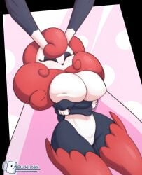 anthro anthro_bunny breasts bunny bunny_ears fakemon furry long_ears luckerabbit6 mrlucke oribonny pokemon pokemon_(species) pokemon_reloaded red_fluff red_hair tagme