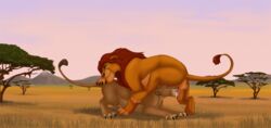 anatomically_correct balls claws closed_eyes cum cum_in_mouth cum_inside disney duo feline fellatio female female_feral feral lion lioness malaika4 male mammal mufasa oral outside penis sarabi sex straight the_lion_king