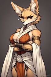 ai_generated clothed female female_only fox fox_humanoid fur jedi robe star_wars