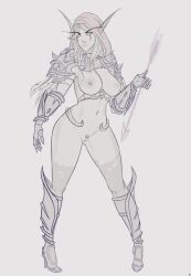 1girls banshee_(warcraft) blizzard_entertainment blonde_hair blue_skin dark_ranger forsaken freli nude sketch solo sylvanas_windrunner undead undead_(warcraft) undead_female warcraft world_of_warcraft