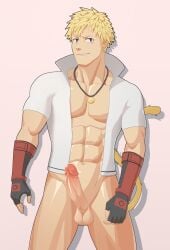 balls bara big_balls big_penis blonde_hair erection male male_only muscular_male nude penis rwby sun_wukong_(rwby) zhadoiz