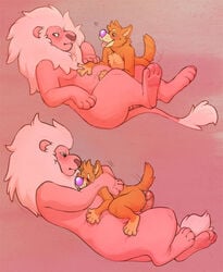 blush canine cartoon_network cute dingo duo feline feral fur furry furry_only gay lion lion_(steven_universe) male mammal matuska multiple_males penis steven_universe yaoi