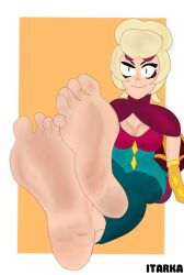 1girls brawl_stars charlie_(brawl_stars) feet feet_fetish female foot_fetish foot_focus itarka looking_at_viewer sole_female soles tagme