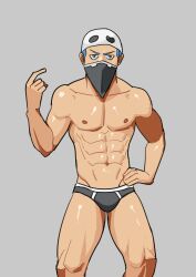 bandana bara blue_hair bulge male male_nipples male_only muscular_male nintendo nipples pokemon pokemon_sm team_skull team_skull_grunt tupp_(pokemon) underwear zhadoiz