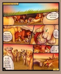 2014 anal anal_sex balls comic cum cum_in_mouth cum_inside disney english_text feline female feral feral_on_feral gay grass hybrid kiara kovu liger lion lioness male mammal nala open_mouth outside penetration penis realis sex simba tawnix text the_lion_king tongue tongue_out