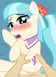 anus badumsquish blue_eyes blue_hair blush coco_pommel cutie_mark equine female friendship_is_magic hooves horse human human_on_feral interspecies looking_at_viewer lying male male_human/female_feral male_on_feral male_pov mammal my_little_pony non-anthro open_mouth penetration pony pov pussy pussy_juice sex straight tongue two_tone_hair vaginal_penetration wet zoophilia