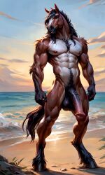 2024 ai_generated anthro athletic athletic_male balls equid equine equine_penis erect erect_penis furry horse inviting looking_at_viewer male male_only mammal muscular muscular_male navel nipples nude penis seductive smile solo speedykiwi tagme tail urethra