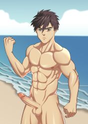 balls bara big_balls big_penis erection full_metal_panic male male_nipples male_only muscular_male nipples nude penis sousuke_sagara zhadoiz