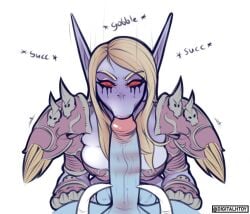 1boy 1girls :>= blizzard_entertainment blonde_hair blowjob blue_skin digitalhtoy fellatio forsaken huge_cock interspecies lipstick_mark lipstick_on_penis oral oral_sex pov sylvanas_windrunner troll troll_(warcraft) undead undead_(warcraft) warcraft world_of_warcraft