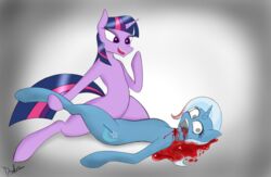 blood blood_on_mouth death drakxs duo equine female female_death friendship_is_magic gore guro mammal my_little_pony necrophilia open_mouth sex tribadism trixie_(mlp) twilight_sparkle_(mlp) yuri