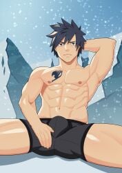 bara bulge fairy_tail gray_fullbuster male male_nipples male_only muscular_male nipples underwear zhadoiz