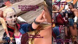 3d baseball_bat big_balls big_breasts big_penis clothed clothing comic comic_panel dc dc_comics diana_prince dickgirl futanari harleen_quinzel harley_quinn harley_quinn_(suicide_squad_game) huge_breasts huge_cock ladyabysso story suicide_squad suicide_squad:_kill_the_justice_league superheroine text text_box text_bubble veiny_penis wonder_woman wonder_woman_(suicide_squad_game)