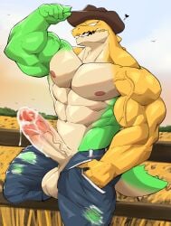 1boy 1male 2024 abs alligator alligatorid anatake anthro anthro_focus anthro_only anthro_solo bara barazoku beefy biceps big_balls big_cock big_penis big_testicles blush blush blush_lines blushing_at_viewer cowboy cowboy_hat crocodile crocodilian crocodylid cum cum_drip cum_leak cum_leaking cum_on_penis cumshot detailed_background digital_drawing_(artwork) digital_media_(artwork) erect erect_penis erection flexing flexing_arm flexing_bicep gay gummigoo_(the_amazing_digital_circus) gummy_(food) hat headgear headwear huge_balls huge_testicles hyper hyper_cock hyper_penis leaking_cum living_candy living_food male male_anthro male_focus male_only massive_cock massive_penis muscles muscular_anthro muscular_arms muscular_male navel nipples open_pants pants pants_open partially_clothed partially_clothed_male patreon_username pecs pectorals penis penis_out precum precum_drip precum_on_penis precum_string reptile reptile_humanoid smile smiley_face smiling solo solo_anthro solo_focus solo_in_panel solo_male tail the_amazing_digital_circus vein veins veiny veiny_arms veiny_penis