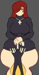 big_breasts goated_artist krieg_(skullgirls) orange_hair parasol parasoul red_hair skullgirls thick_thighs umbrella wide_hips work_in_progress