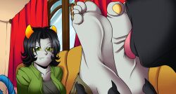 blush breasts cyborg-steve feet feet_together feet_up femdom foot_fetish foot_focus foot_grab foot_lick foot_worship hi_res homestuck licking licking_soles looking_at_another looking_pleasured male/female malesub ms_paint_adventures nepeta_leijon open_mouth rali-arts scrunched_toes smooth_soles smug_face soft_soles soles toe_claws toe_scrunch toes tongue tongue_out