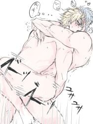 2boys anal anal_penetration anal_sex black_hair black_hair_bottom blonde_hair blonde_hair_on_black_hair blonde_hair_top dio_brando domination gay jojo's_bizarre_adventure jonathan_joestar light_hair_on_dark_hair male male/male male_only male_penetrating_male nude_male phantom_blood sex yaoi