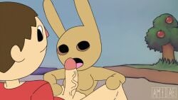 amidae animal_crossing animated anthro blowjob breasts coco_(animal_crossing) empty_eyes fellatio female male oral_sex penis spread_legs tongue tongue_out tree veiny_penis villager_(animal_crossing)