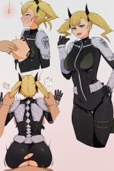 1boy 1girls 2024 2d ambiguous_penetration armor ass bangs before_and_after before_sex big_breasts blonde_hair blush bodysuit breast_grab breasts breasts_out butt combat_suit combat_suit_(defense_force) disembodied_hands female_focus fit fit_female from_behind green_eyes grope hair_pull hand_on_hip hetero human human_female human_male human_only hypnosis kaiju_no.8 kikoru_shinomiya light-skinned_female light_skin male_pov medium_breasts mind_control motion_lines multiple_images multiple_views open_mouth pov questionable_consent sex shoulder_armor solo_focus standing straight straight_hair sweat taken_from_behind teenage_girl teenager thigh_gap thighs torn_clothes trembling twintails wavy_hair