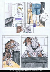 2011 anal anal_sex animal_genitalia anthro balls barn clothed clothing comic equine gay horse horsecock human male mammal muscles penetration penis sex whitecolt_productions