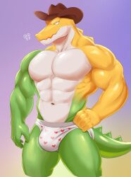 2024 abs crocodile crocodilian crocodylid digital_drawing_(artwork) digital_media_(artwork) gummigoo_(the_amazing_digital_circus) gummy_(food) hat headgear headwear heart_underwear living_candy living_food male male_anthro male_focus male_only mostly_nude muscle muscles muscular muscular_anthro muscular_male partially_clothed partially_clothed_male pecs pectorals solo solo_anthro solo_focus solo_in_panel solo_male solo_male spiked_tail spikes spikes_(anatomy) tail the_amazing_digital_circus tonygonza15 underwear underwear_only