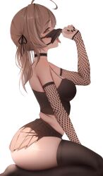 big_ass clothed cute drooling fishnets looking_at_viewer pigtails thighhighs unknown_artist unknown_character unknown_source