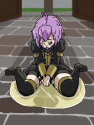 1girls bernadetta bernadetta_von_varley blush boots clothed crying embarrassed eye_closed female female_only fire_emblem fire_emblem:_three_houses human kneeling omorashi on_ground peeing peeing_on_floor peeing_self solo thigh_boots uniform urine urine_pool wet_clothes wet_underwear wet_uniform wetting wetting_self