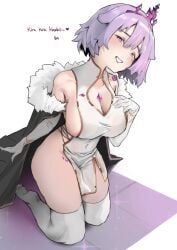 1girls arm_gloves cape english_text gem heart hololive hololive_english hololive_english_-advent- holomilfs kneeling large_breasts light-skinned_female light_skin looking_at_viewer momseki open_mouth purple_eyes purple_hair revealing_clothes smile smiling_at_viewer tanukidraws teeth_showing text thighhighs thighs tilted_head virtual_youtuber