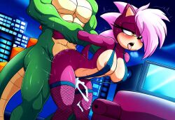 ai_generated ass breasts from_behind implied_vaginal_penetration sex sonia_the_hedgehog sonic_(series) vector_the_crocodile