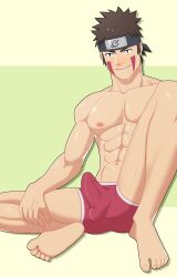 bara boner bulge erection erection_under_clothes inuzuka_kiba male male_nipples male_only muscular_male naruto naruto_(series) nipples penis_outline solo solo_male underwear zhadoiz