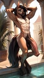 2024 ai_generated anthro athletic athletic_male balls equid equine equine_penis erect erect_penis furry horse inviting looking_at_viewer male male_only mammal muscular muscular_male navel nipples nude penis seductive smile solo speedykiwi tagme tail urethra