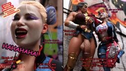 3d baseball_bat big_balls big_breasts big_penis clothed clothing comic comic_panel dc dc_comics diana_prince dickgirl futanari harleen_quinzel harley_quinn harley_quinn_(suicide_squad_game) huge_breasts huge_cock ladyabysso story suicide_squad suicide_squad:_kill_the_justice_league superheroine text text_box text_bubble veiny_penis wonder_woman wonder_woman_(suicide_squad_game)