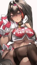 1girls 2020s 2024 2d 2d_(artwork) 2d_artwork background bay_(nikke) belly big_breasts big_hips black_hair blush blush_lines blushing_at_viewer breasts brown_body brown_skin brown_skinned_female cheerleader cheerleader_uniform closed_mouth clothed clothed_female clothes clothing collar color colored cropped cropped_legs crossed_legs curvy curvy_body curvy_female curvy_figure curvy_hips curvy_thighs digital_drawing_(artwork) english_text eyelashes eyes eyes_half_open eyes_open fanart fanart_from_twitter female female_focus female_human female_only goddess_of_victory:_nikke grey_eyes hair half-closed_eyes headgear headwear hips hourglass_figure human human_female humanoid kive_(kive03) large_breasts legs_crossed legwear lips long_hair long_hair_female looking_at_viewer mammal mammal_humanoid marking mouth mouth_closed multicolored_hair neck nikke nikke_(species) no_bra no_bra_under_clothes no_dialogue no_panties_under_skirt no_pants nsfw panties partially_clothed partially_clothed_female partially_nude partially_nude_female pointy_chin revealing_clothes revealing_clothing revealing_outfit shiny shiny_body shiny_hair shiny_legs shiny_skin simple_background sitting sitting_down skin skirt slim slim_girl solo solo_focus sparkle sparkles spiked_collar star star_(symbol) stocking stockings suggestive suggestive_look tan tan-skinned_female tan_body tan_skin tanned tanned_skin text thick_thighs thighs underboob video_game video_game_character video_game_franchise video_games white_background