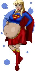 1girls belly big_belly big_breasts blonde_hair breasts dc dc_comics female kara_zor-el pregnant sado_art supergirl superman_(series)