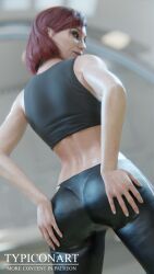 3d 3d_(artwork) ass ass_focus ass_grab blender blender_(software) blender_cycles breasts clothing femshep gym gym_clothes gym_uniform mass_effect solo solo_female standing typiconart