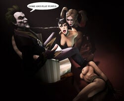 3d 3girls batman:_arkham_city batman_(series) bondage catwoman catwoman_(arkham) catwoman_(arkham_city) chair clothed_male_nude_female dc dc_comics diana_prince female forced harley_quinn harley_quinn_(arkham) harley_quinn_(arkham_city) injustice:_gods_among_us joker lenied makeup multiple_girls nude selina_kyle sitting slave the_joker tied wonder_woman wonder_woman_(injustice) wonder_woman_(series)