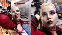 3d baseball_bat big_balls big_breasts big_penis clothed clothing comic comic_panel dc dc_comics diana_prince dickgirl futanari harleen_quinzel harley_quinn harley_quinn_(suicide_squad_game) huge_breasts huge_cock ladyabysso makeup story suicide_squad suicide_squad:_kill_the_justice_league superheroine text text_box text_bubble veiny_penis wonder_woman wonder_woman_(suicide_squad_game)