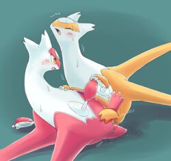 2014 ass blush claws closed_eyes duo female feral green_background hyakkankan latias legendary_pokemon lying mammal nintendo nude open_mouth orgasm penetration plain_background pokemon pokemon_(species) pussy pussy_juice sex shadow shiny_pokemon spread_legs spreading sweat tongue video_games yellow_eyes yuri