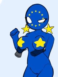 1girls anon big_breasts blank_eyes blue_body breast_grab breasts countryhumans countryhumans_girl earrings european_union_(countryhumans) female groping_breasts holding_breast holding_breasts pasties pussy sleepserumm star-shaped_earrings tagme thick_thighs thighs