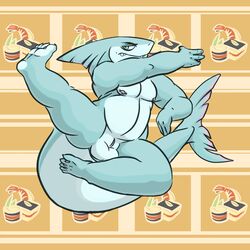 balls chubby fangs fin fish food male marine muscles nipples paws pecs piercing shark slit solo sushi