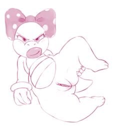 big_lips bow clitoris female koopa koopalings mario_(series) monochrome nintendo plain_background pussy scalie sketch solo wendy_o._koopa whatsalewd white_background