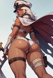 ai_generated ass_focus big_ass booty_shorts female guilty_gear juicy_butt looking_at_viewer marlosart ramlethal_valentine thick_thighs thighs video_games