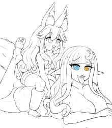 2girls absurd_res animal_ears big_breasts black_hair blue_eye botr4n breasts busty canine curvy curvy_female curvy_figure curvy_hips different_eye_color elf elf_ears elf_female female fox fox_ears fox_tail heterochromia hi_res kemonomimi large_boobs large_breasts latam_virtual_youtuber lillie_kirisame long_hair mond_feuer multiple_girls oppai orange_ears orange_hair orange_tail penetration penetration_from_behind pointy_ears red_hair strap-on strap-on_dildo strap-on_sex strapon tail twitch.tv virtual_youtuber voluptuous vtuber yellow_eye yellow_eyes